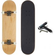 CCS Skateboard Complete - Color Logo and Natural Wood - Fully Assembled - Includes Skateboard Tool and Stickers