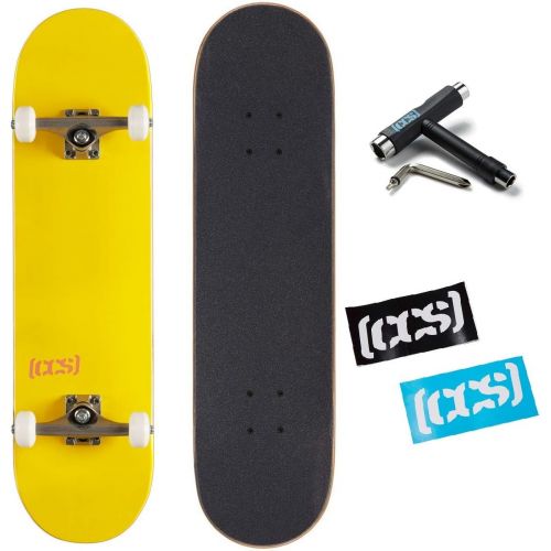  CCS Skateboard Complete - Color Logo and Natural Wood - Fully Assembled - Includes Skateboard Tool and Stickers