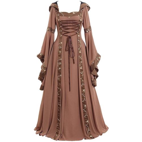  ♡QueenBB♡ Women's Dresses ♡QueenBB♡ Womens Maria Olive Green&Copper Victorian Dress Costume Renaissance Medieval Wedding Cosplay Dress Gown