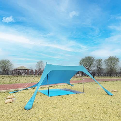  通用 Up Beach Tent Sun Shelter UPF50+ with Sand Shovel, 4 Pcs SandbagsGround Pegs and Stability Poles, Outdoor Shade for Camping Trips, Fishing, Backyard Fun or Picnics (Pink)