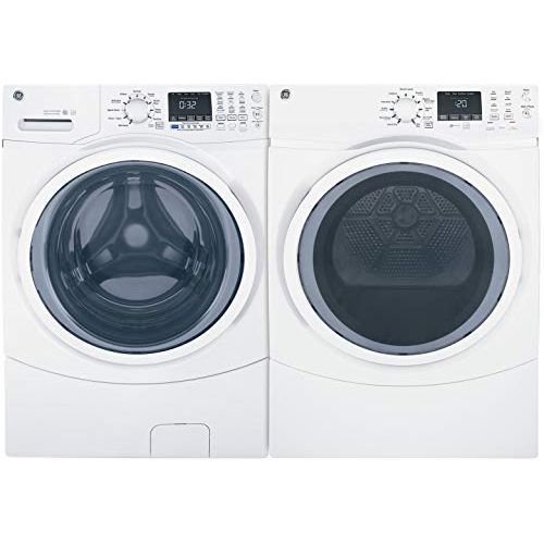  GE Products GE White Front Load Laundry Pair with GFW450SSMWW 27 Washer and GFD45ESSMWW 27 Electric Dryer