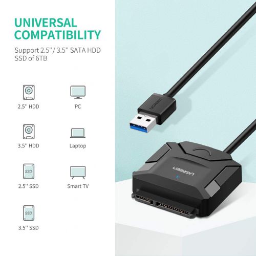  [아마존 핫딜]  [아마존핫딜]UGREEN USB 3.0 auf SATA Kabel UASP USB SATA Kabel USB 3.0 SATA Kabel Festplatten Dockingstation fuer 2,5/3.5 SATA I II III Festplatten Laufwerke HDD/SSD mit 12V/2A EU Netzadapter