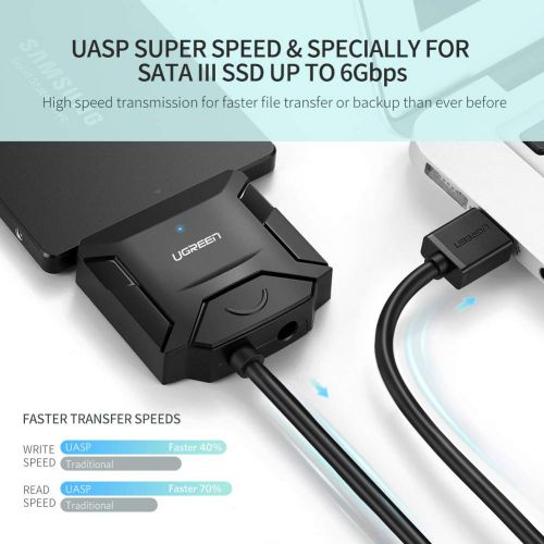  [아마존 핫딜]  [아마존핫딜]UGREEN USB 3.0 auf SATA Kabel UASP USB SATA Kabel USB 3.0 SATA Kabel Festplatten Dockingstation fuer 2,5/3.5 SATA I II III Festplatten Laufwerke HDD/SSD mit 12V/2A EU Netzadapter