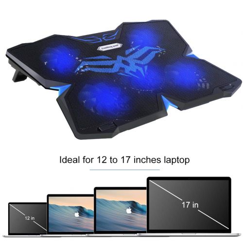  [아마존 핫딜]  [아마존핫딜]Laluztop Laptop Kuehler fuer 12-17 Zoll,Ultra Leise Notebook Kuehler mit 5 Ruhige Luefter und LEDs,2 hoeheverstellbar,2 USB-Anschluessen,verstellbare Windgeschwindkeit Laptop Cooling Pad