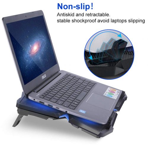  [아마존 핫딜]  [아마존핫딜]Laluztop Laptop Kuehler fuer 12-17 Zoll,Ultra Leise Notebook Kuehler mit 5 Ruhige Luefter und LEDs,2 hoeheverstellbar,2 USB-Anschluessen,verstellbare Windgeschwindkeit Laptop Cooling Pad