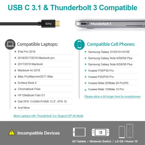 [아마존 핫딜]  [아마존핫딜]CHOETECH USB C auf HDMI Adapter(4K@60Hz), Type C zu HDMI Adapter (Thunderbolt 3) Kompatibel mit iPad Pro/MacBook Air 2018, MacBook Pro,Galaxy S10/S10+/S9/S8/Note 9, Huawei P30/P20/