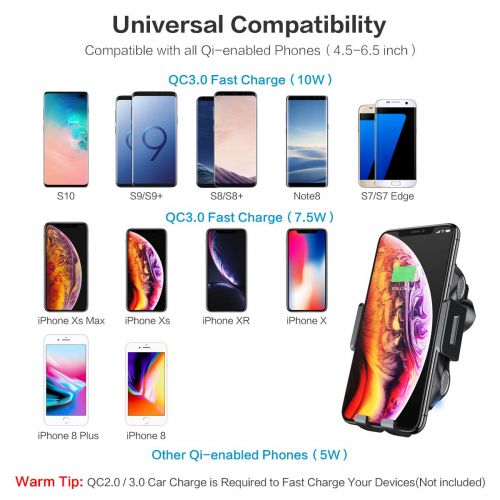  [아마존 핫딜]  [아마존핫딜]FLOVEME Handyhalter Fuers Auto Mit Ladestation Lueftung, Induktiv Qi Wireless Charger KFZ Handyhalterung Fuer iPhone XS/XS Max/XR/X/8/8P, Galaxy Note 9/S9/S9+/Note 8/S8/S8+/S7 usw.