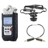 Movo Zoom H4n PRO 4-Channel Handy Recorder with Video Microphone Conversion Bundle Including Camera Shock-Mount & Recorder to Camera Attenuator Cable