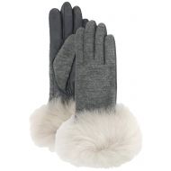 UGG Womens Italian Wool Blend Tech Gloves with Long Pile Sheepskin Trim Stormy Grey MD