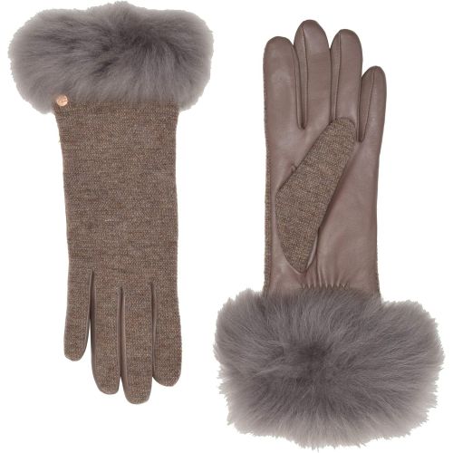  UGG Womens Italian Wool Blend Tech Gloves with Long Pile Sheepskin Trim Stormy Grey MD