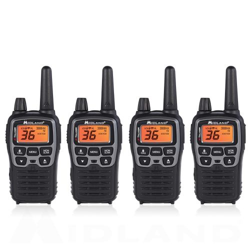  Midland T71X4VP3 36 Channel FRS Two-Way Radio - Up to 38 Mile Range Walkie Talkie - BlackSilver (Pack of 4)