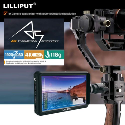  LILLIPUT A5 5in IPS Camera-Top Broadcast Monitor for 4K Full HD Camcorder & DSLR with 1920x1080 High Resolution 1000:1 Contrast Application for Taking Photos & Making Movies with A