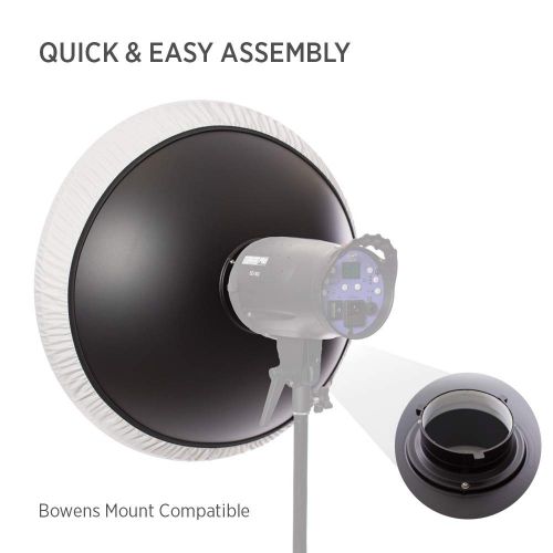  Fovitec - 1x 28 inch Bowens Mount Photography Beauty Dish - [Aluminum][Lightweight][White][Strobe & Monolight Compatible][Grid Not Included]