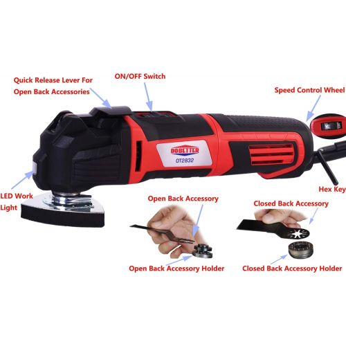  상세설명참조 Dobetter Oscillating Tool, 2.8-Amp 6 Variable Speed Oscillating Multi-Tool, Oscillating Saw with Saw Blades and Carry Bag -OT2832