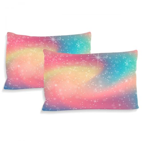  상세설명참조 senya Ultra Soft 3pc Duvet Cover Set Fantastic Glitter Rainbow Printed Cotton Luxury Lightweight Microfiber Warm Cozy Bedding Set for Kids Boys Girls, Twin