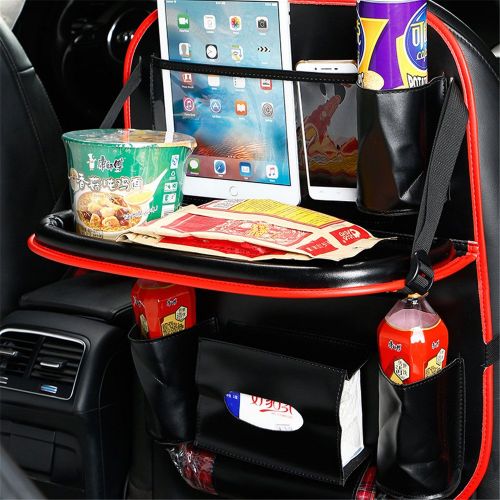  상세설명참조 Esimen 2 Pack Car Back Seat Organizer, Foldable Car Dining Table Holder Bottles Holder Multifunctional Back Seat Protector Universal Use as Car Backseat Organizer for Kids (Beige)