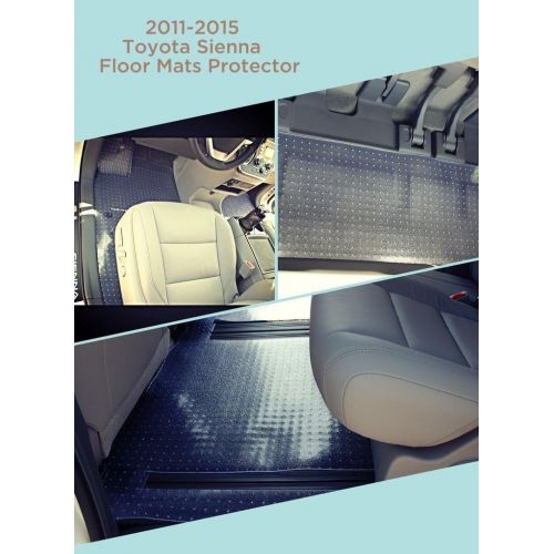  상세설명참조 PUREMATS Floor Mat Accessories Full Set + Storage Compatible with Toyota Sienna (8 Seater) - All Weather - Heavy Duty - Crystal Clear - 2011, 2012, 2013, 2014, 2015, 2016, 2017, 20