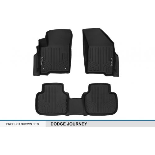  상세설명참조 MAXLINER Floor Mats 2 Row Liner Set Black for 2012-2018 Dodge Journey with 1st Row Dual Floor Hooks
