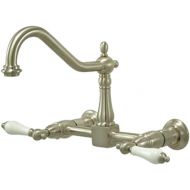 상세설명참조 Kingston Brass KS1246PL Heritage 8-Inch Centerset Wall Mount Kitchen Faucet, 9-7/16, Polished Nickel