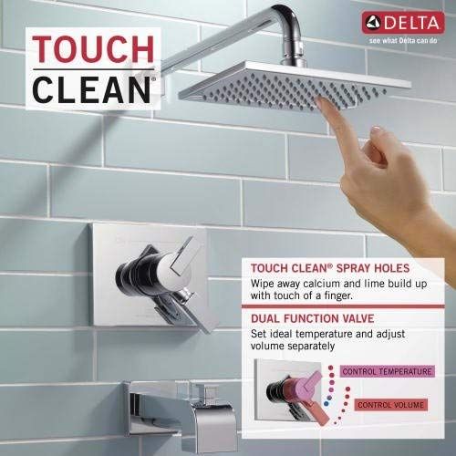  상세설명참조 Delta Faucet Vero 17 Series Dual-Function Tub and Shower Trim Kit with Single-Spray Touch-Clean Rain Shower Head, Champagne Bronze T17453-CZ (Valve Not Included)