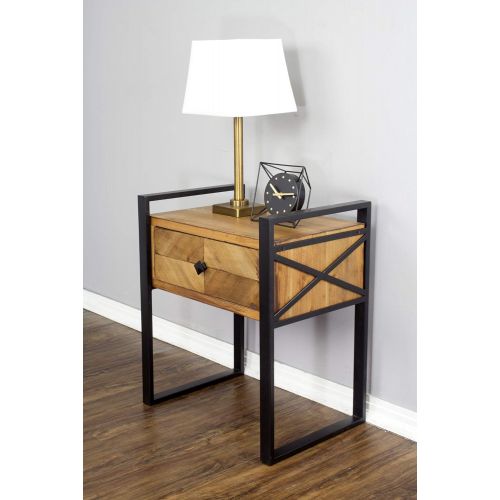  상세설명참조 Heather Ann Creations Anderson Modern Industrial Wood Coffee Table with 4 Drawers, 39.75, Brown