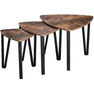 상세설명참조 VASAGLE Industrial Nesting Coffee Table, Set of 3 End Tables for Living Room, Stacking Side Tables, Sturdy and Easy Assembly, Wood Look Accent Furniture with Metal Frame ULNT13X