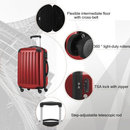  상세설명참조 HAUPTSTADTKOFFER Luggage Sets Alex UP Hard Shell Luggage with Spinner Wheels 3 Piece Suitcase TSA Red