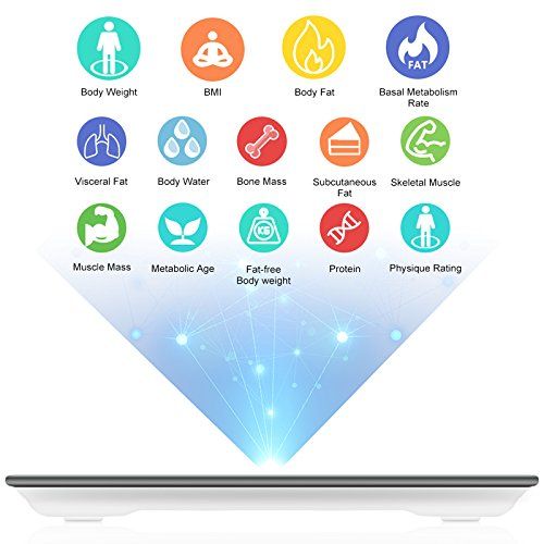  상세설명참조 CGOLDENWALL Bluetooth Body Fat Scale Digital Bathroom Weight Scale Body Composition Analyzer with iOS and Android APP for Body Weight, Fat, Water, BMI, BMR, Muscle Mass (Black)