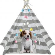 상세설명참조 UKadou Pet Teepee Tent for Dogs, Grey Stripe Pet Teepee