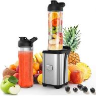 Enfmay Blender Smoothie Maker - 350 W Smoothie Maker to Go with 2 x 600 ml Bottles - Portable Stainless Steel Blender for Shake, Smoothie and Baby Food - Silver