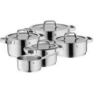 WMF Compact Cuisine 5-Piece Induction Saucepan Set with Glass Lid, Polished Cromargan Stainless Steel, Induction Pots Set, Uncoated, Inner Scale