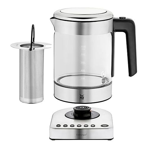  WMF Kuchenminis 2-in-1 Vario Glass Water Kettle / Tea Maker with Tea Bag Holder and Strainer / 1.0 L / 1,900 W / with Temperature Adjustment