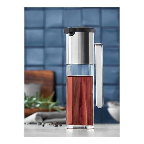  WMF Basic Vinegar Oil Dispenser 120 ml, Vinegar and Oil Dispenser with Aroma Lid, Return Opening, Glass Container, Cromargan Matte Stainless Steel