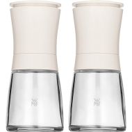 WMF Trend Mill Set of 2 Unfilled Salt and Pepper Mills Glass Containers Ceramic Grinder for Salt, Pepper, Spices White