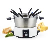 Saenchue Electric Fondue Set for Cheese & Chocolate - 12 Cup Stainless Steel Fondue Pot with 8 Colour Coded Forks - 3 Mode Fondue Set with Adjustable Temperature Control, FD-10