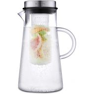 SILBERTHAL Glass Carafe with Fruit Insert, 2 Litres, Water Carafe with Lid, Dishwasher Safe, Transparent