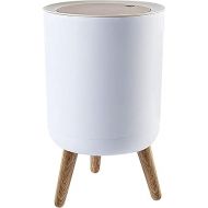 Rubbish Bin, 7 Litre, Rubbish Bin with Press Lid, Nordic Modern Waste Basket, Plastic Rubbish Bin Suitable for Kitchen, Bathroom, Bedroom, Dog-Safe Waste Bin (White) (1.8 Litre, Rubbish Bin)