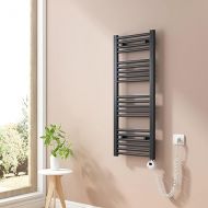 Heilmetz® Electric Bathroom Radiator 100 x 40 cm Towel Rail with Digital Thermostat with Timer Function Straight Towel Radiator Anthracite 300 W