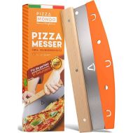 Pizza Mondo® Pizza cutter - professional pizza knife (pizza cutter) more effective than pizza roller, premium pizza knife made of stainless steel, 32 cm with wooden handle, fast and even cutting