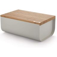 Alessi Mattina BG03 WG Bread Bin Stainless Steel with Epixid Resin and Bamboo Wood Warm Grey