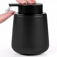 Umlaca Soap Dispenser, Refillable Ceramic Soap Dispenser, 350 ml, Large Pump Head is Easy to Press, Suitable for Kitchen, Bathroom (Black Liquid Soap Dispenser)