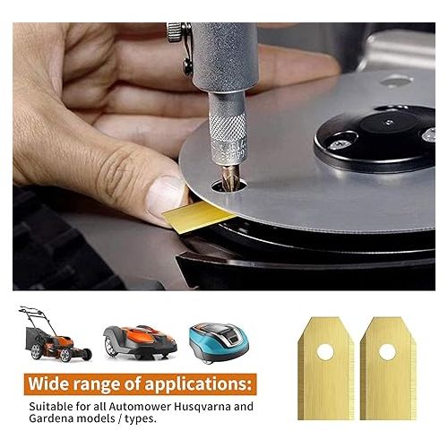  45 x Replacement Blades for Lawnmowers, Titanium Blade Blades Compatible with Husqvarna, Automower/Gardena Robotic Lawnmower - (3 g - 0.75 mm) + 45 Screws