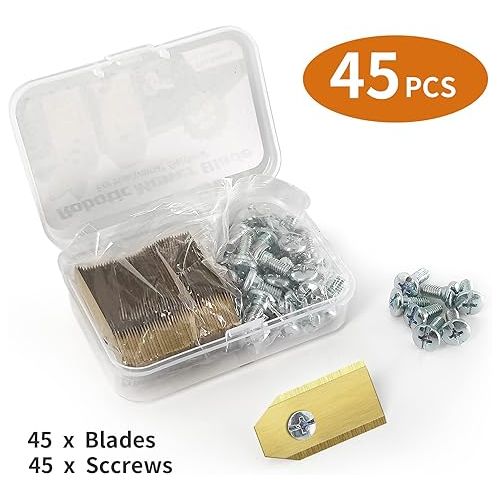  45 x Replacement Blades for Lawnmowers, Titanium Blade Blades Compatible with Husqvarna, Automower/Gardena Robotic Lawnmower - (3 g - 0.75 mm) + 45 Screws