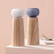 HAIPUSEN Salt and Pepper Mill Made of Wood and Ceramic - Pepper Shaker Spice Mill Grinder with Adjustable Grinder 17.5 cm