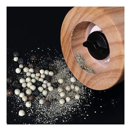  HAIPUSEN Salt and Pepper Mill Made of Wood and Ceramic - Pepper Shaker Spice Mill Grinder with Adjustable Grinder 17.5 cm