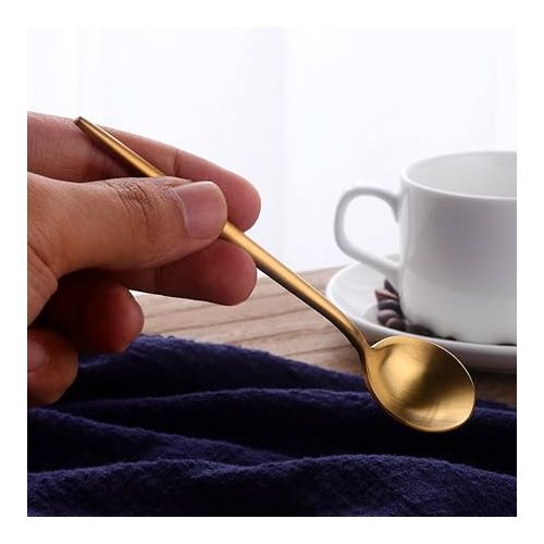  BISDARUN Gold Kaffeeloffel Edelstahl Teeloffel Mini Kuchen Loffel 12CM /4.8 Inches Set von 10