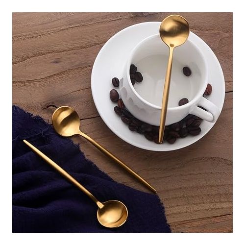  BISDARUN Gold Kaffeeloffel Edelstahl Teeloffel Mini Kuchen Loffel 12CM /4.8 Inches Set von 10