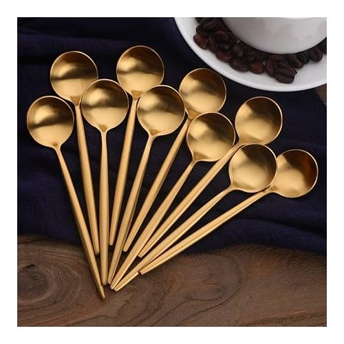  BISDARUN Gold Kaffeeloffel Edelstahl Teeloffel Mini Kuchen Loffel 12CM /4.8 Inches Set von 10