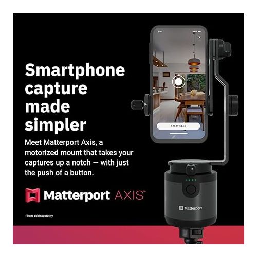  Matterport Axis Gimbal Stabiliser for Smartphone Camera - Motorised Rotation Mount for 3D 360 Photo Scans with Tripod, Remote and 12 Month Starter Kit for 3D Model Scans