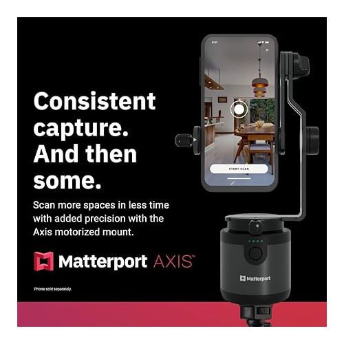  Matterport Axis Gimbal Stabiliser for Smartphone Camera - Motorised Rotation Mount for 3D 360 Photo Scans with Tripod, Remote and 12 Month Starter Kit for 3D Model Scans